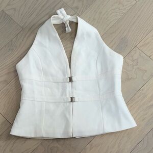 Princess Polly White Halter Top with Buckle Detail